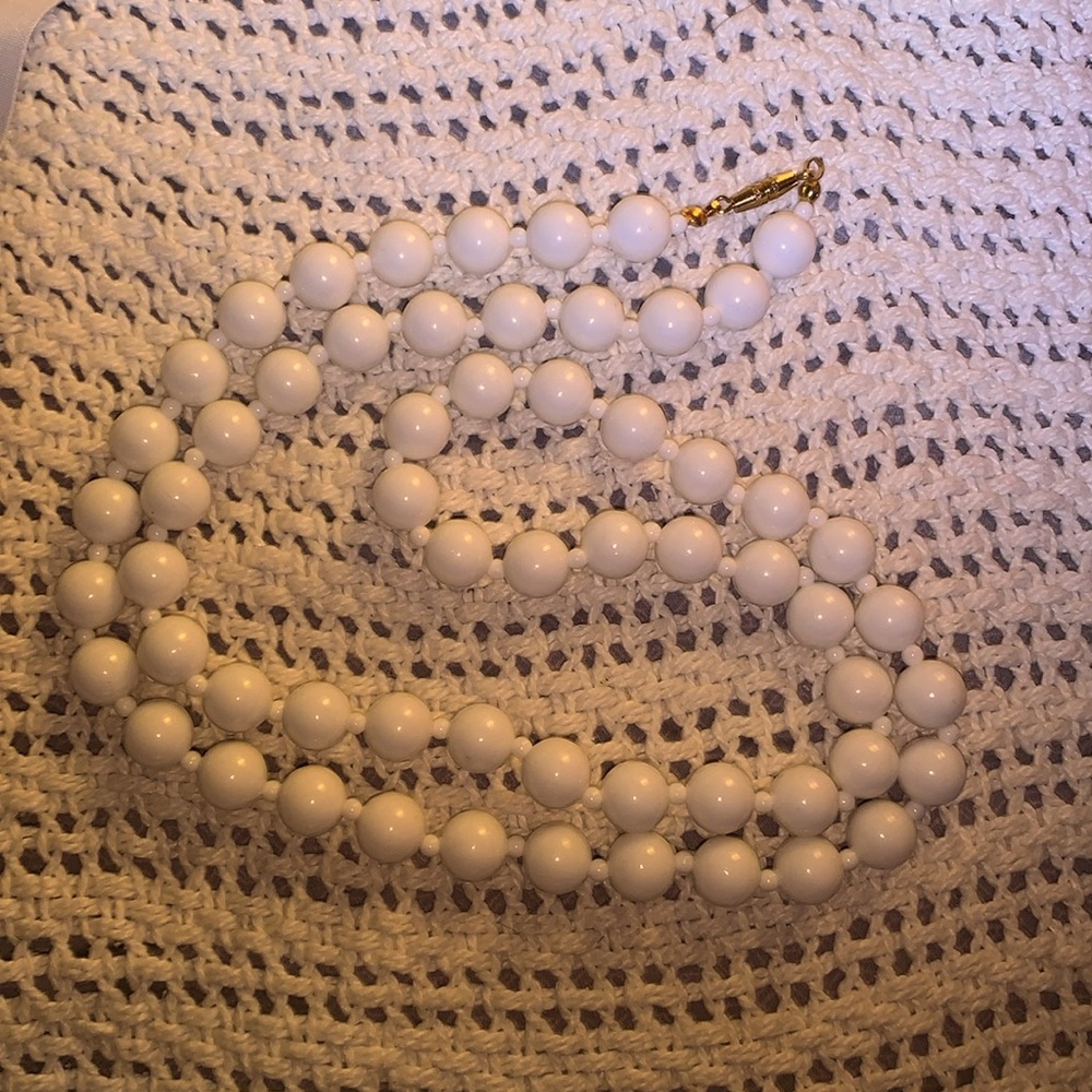 White on white beaded necklace